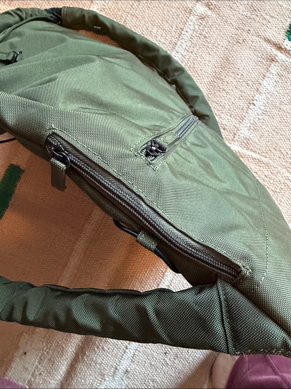 Olive Green Drawstring Backpack - Picture 3 of 4